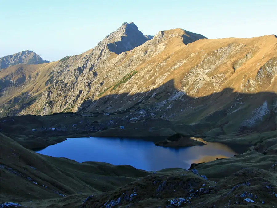 Blick  von der Scharte auf den Schrecksee