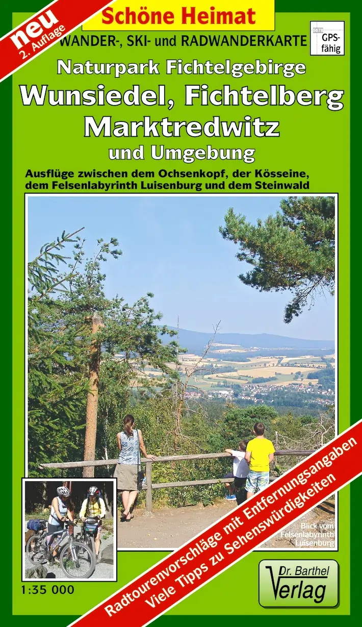 Wanderkarte Naturpark Fichtelgebirge mit Wunsiedel, Fichtelberg, Marktredwitz