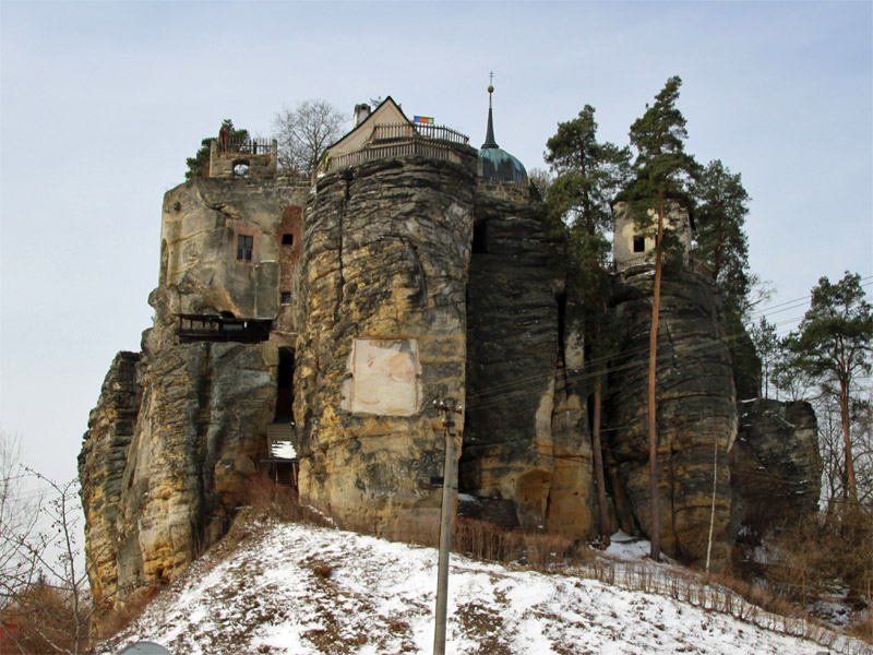 Hrad Sloup (Einsiedlerstein) in Nordböhmen