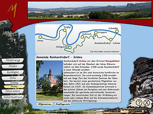CD-ROM „Den Malerweg INTERAKTIVerleben“ mit Ansicht im Inneren der DigiPostcard