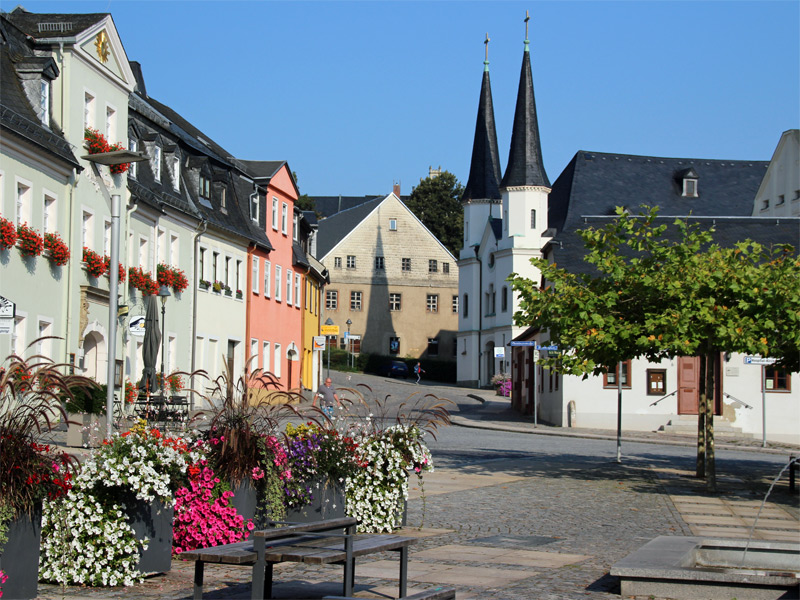 Bergstadt Schneeberg im Westerzgebirge / Sachsen