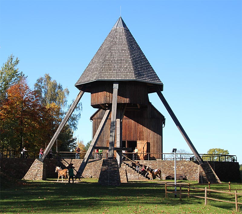 Pferdegöpel auf dem Rudolphschacht in Marienberg / Ortsteil Lauta