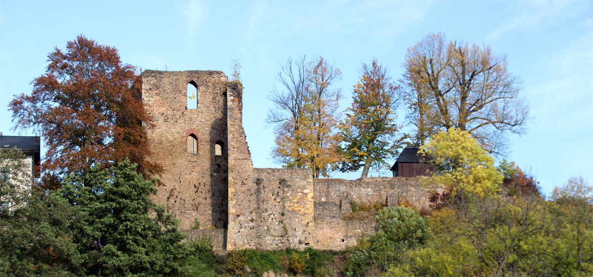 Gesamtansicht der Burgruine Tharandt