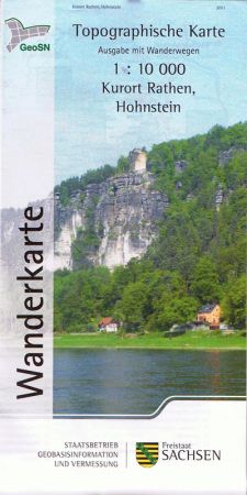 Wanderkarte vom Kurort Rathen und Hohnstein / Sächsische Schweiz 