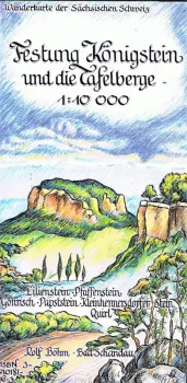 Böhn-Wanderkarte Festung Königstein und Tafelberge in Sachsen