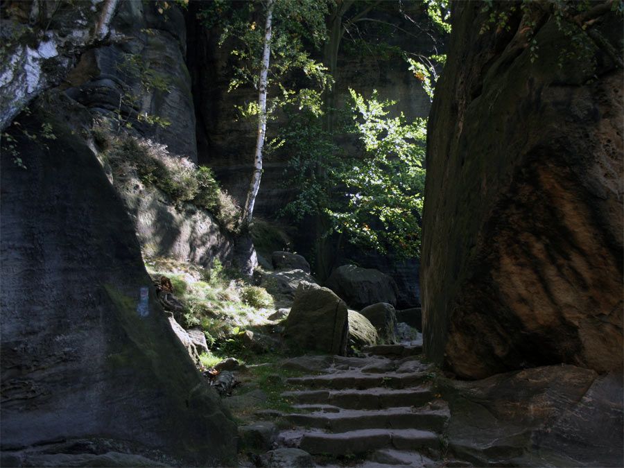 Abstieg vom Pfaffenstein in der Sächsischen Schweiz