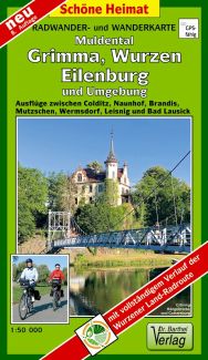Radwanderkarte mit Grimma, Wurzen und Eilenburg