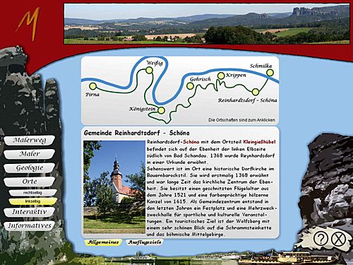 CD-ROM „Den Malerweg INTERAKTIVerleben“ mit Ansicht im Inneren der DigiPostcard