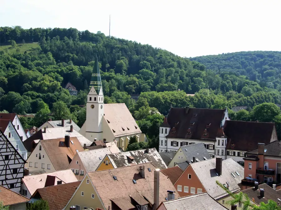 Blick auf die Stadt Pappenheim im NP Altmühltal