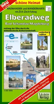 Radwanderkarte Elberadweg: Bad Schandau nach Magdeburg 