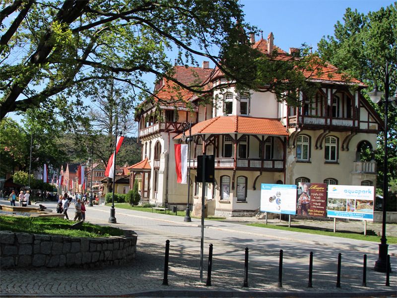Zentrum von Kurort Bad Flinsberg in Niederschlesien