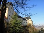 Burg Mildenstein in Leisnig auf einem Sporn oberhalb der Freiberger Mulde