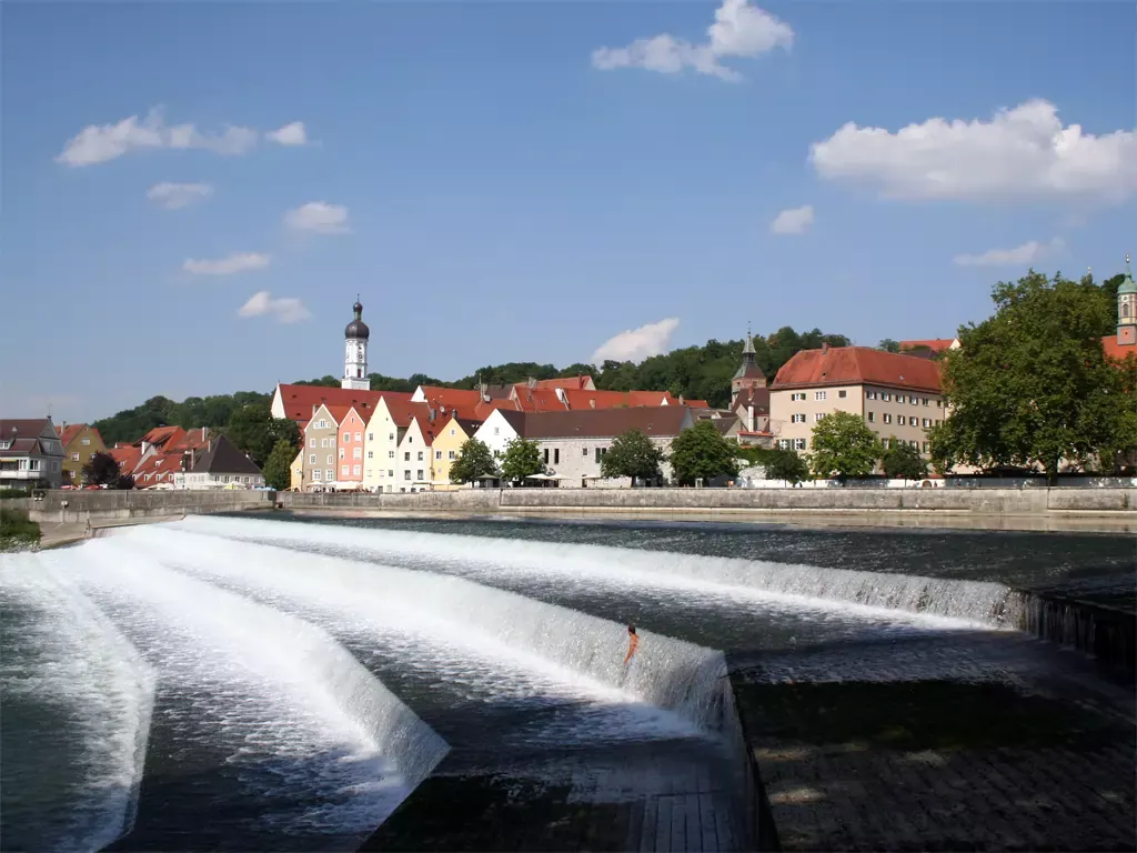 Vierstufige Lechwehr in Landsberg