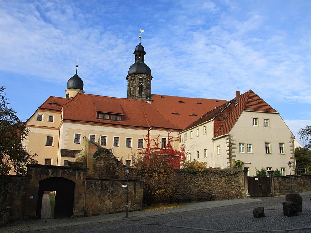 Schloss und Stadtkirche Dippoldiswalde von Osten gesehen